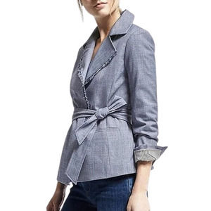 Banana Republic Fringe Collar Belted Blazer
